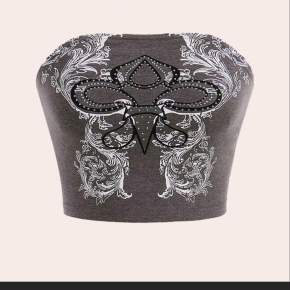 Gray Embellished Women's Top - Picture 1 of 8